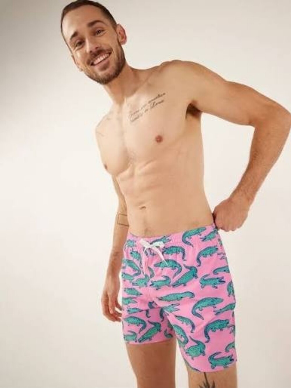 Chubbies Swim Trunks Mens Pink Alligator Glades Brief Liner Shorts